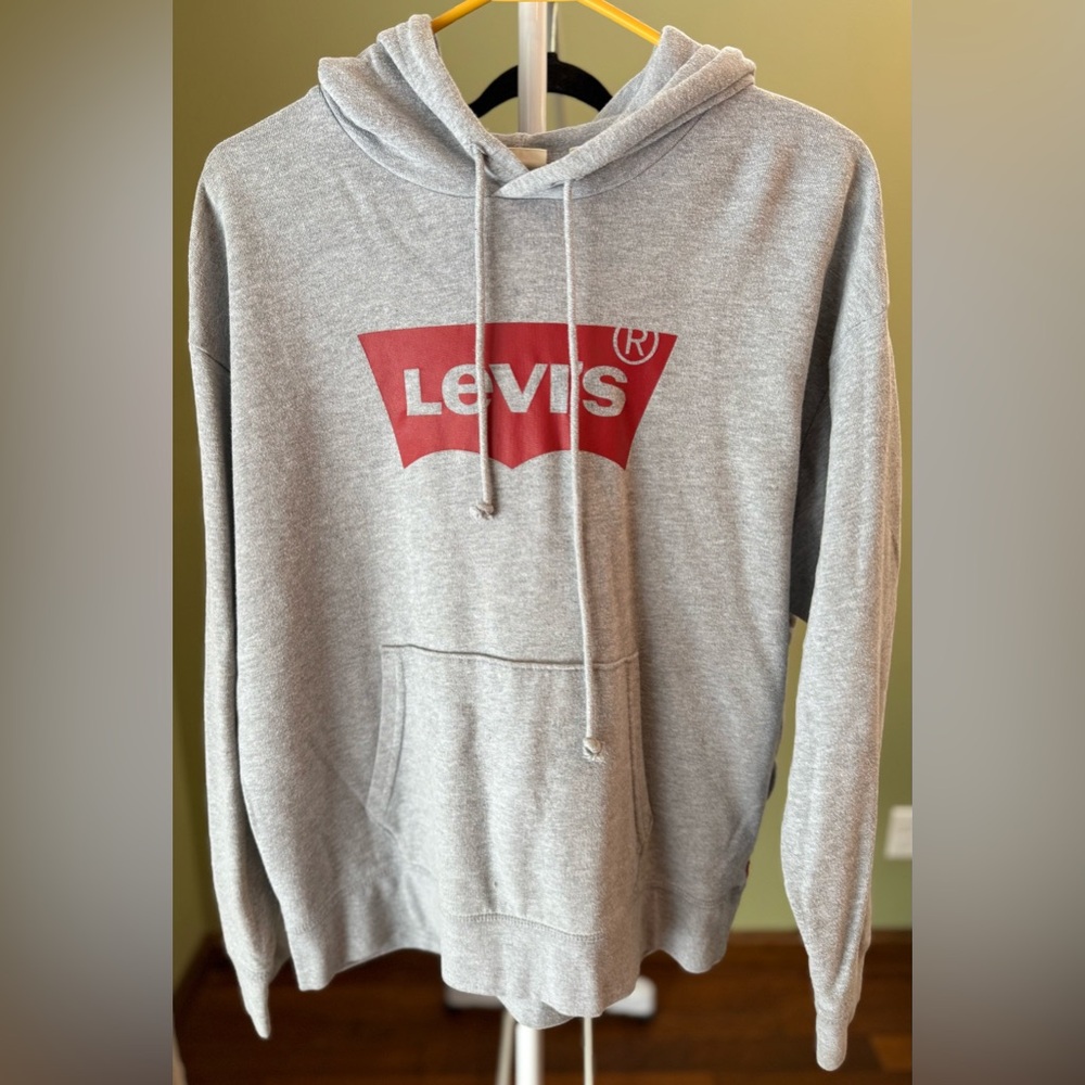 Levi's Heather Gray Hoodie with Bold Red Logo